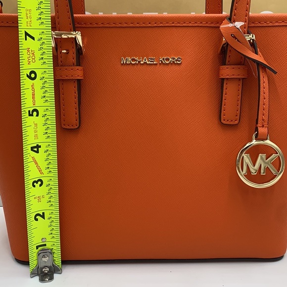 MICHAEL KORS XS CONVERTIBLE TOP ZIP TOTE TANGERINE - Picture 11 of 16